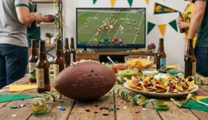 Super Bowl party setup with beer and snacks for game day in Toronto