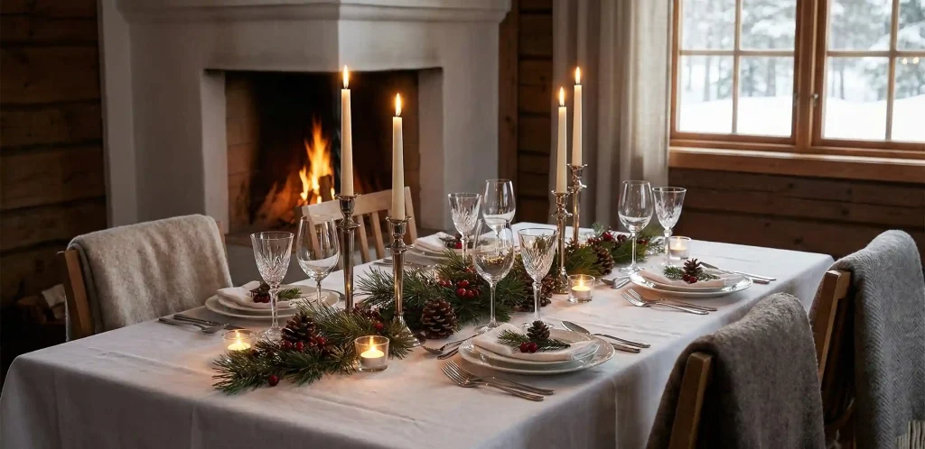 Winterlicious 2026 dinner table with wine glasses and elegant place settings