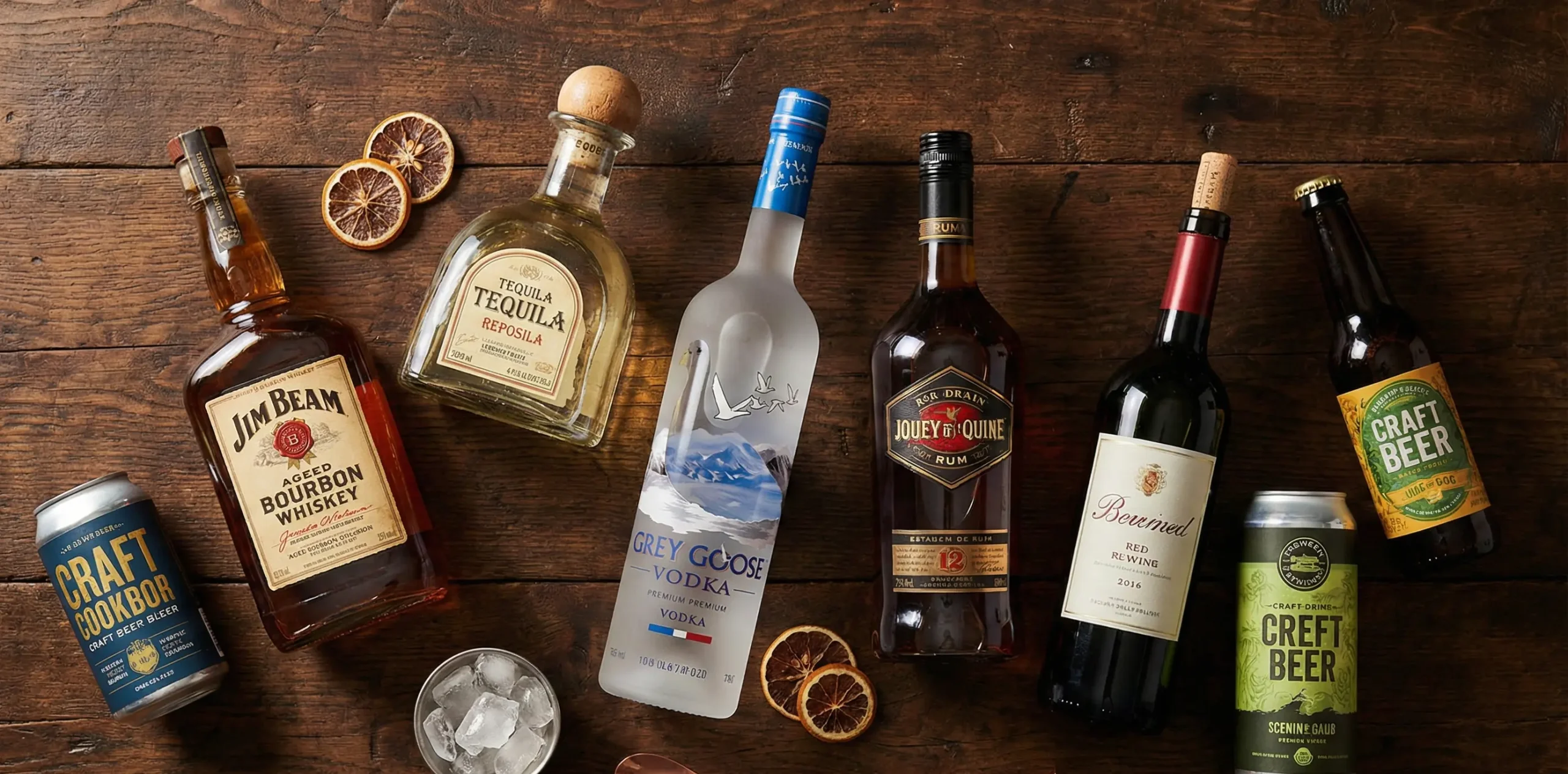 Selection of beer, wine, whiskey, tequila, and spirits available for late-night delivery in the GTA
